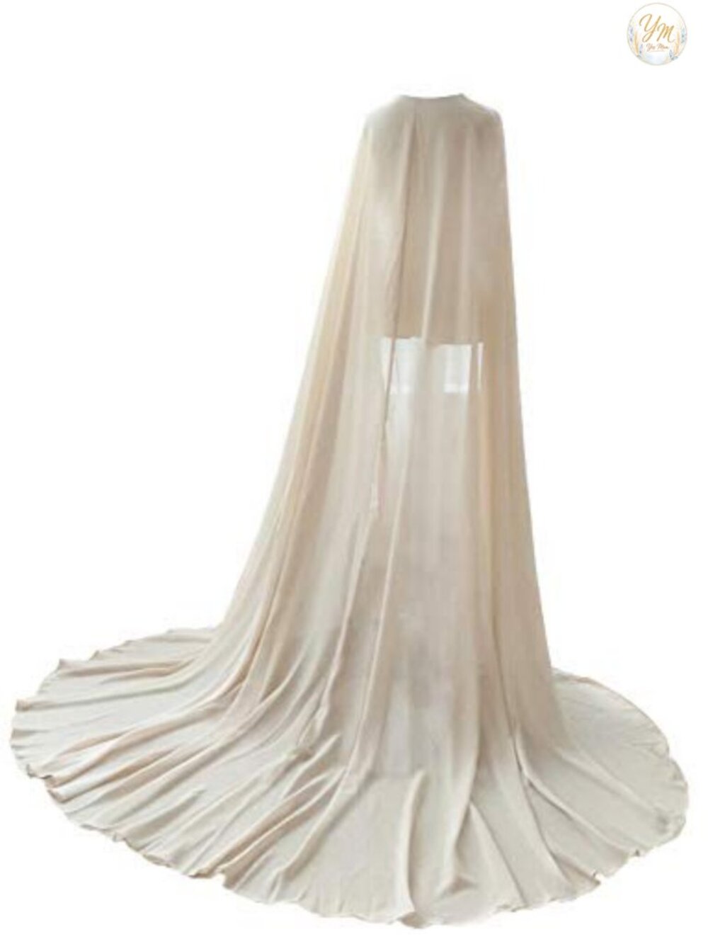 Long Chiffon Bridal Cape Wedding Veil Cloak 3M Train